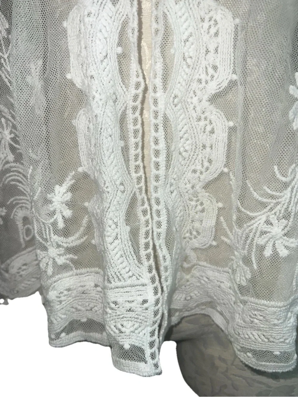 Chris McLaughlin NWT White Sheer Lace Embroidered Shrug Cardigan 3X - Picture 12 of 16